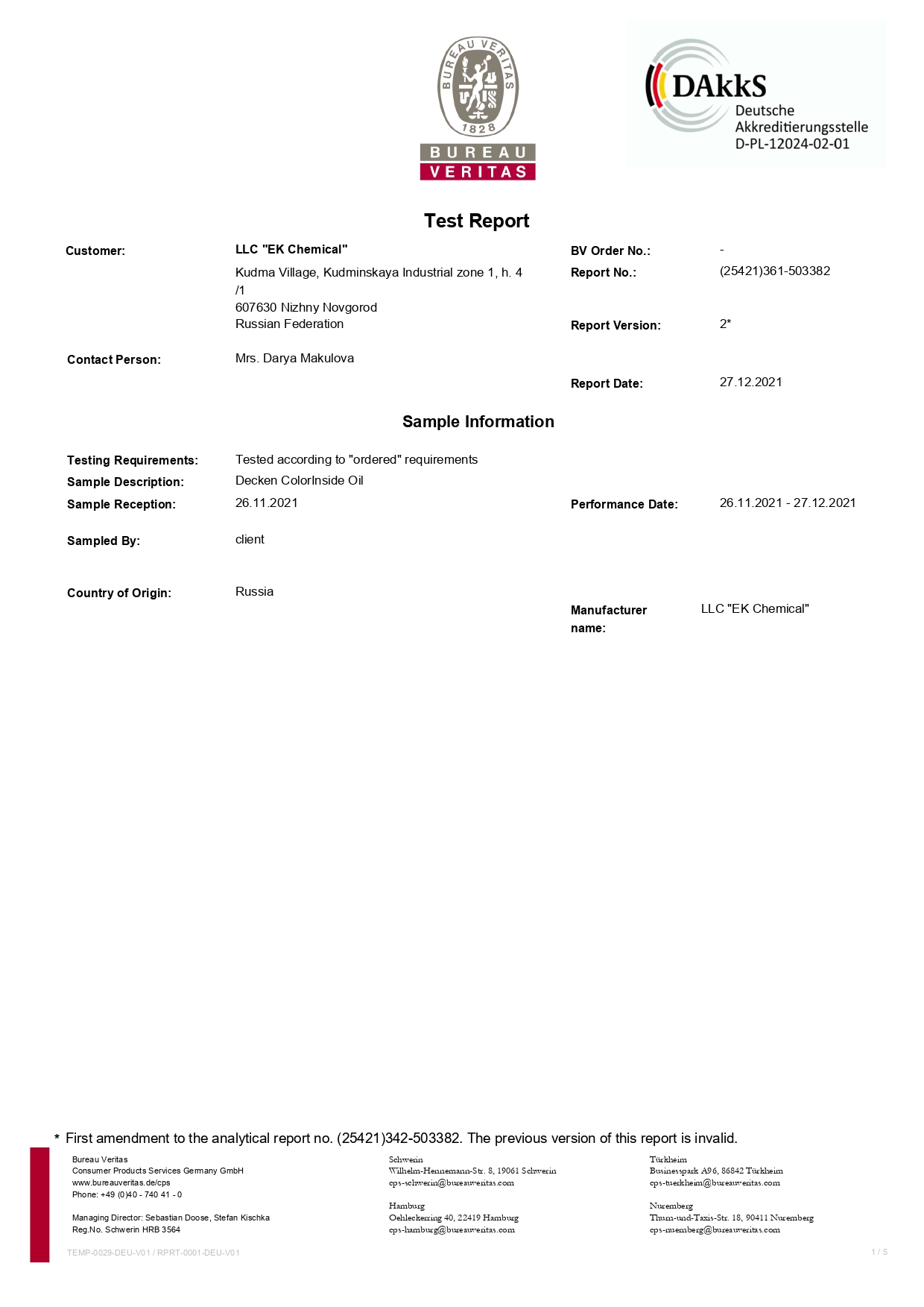 Лабораторный отчет ColorInside Oil